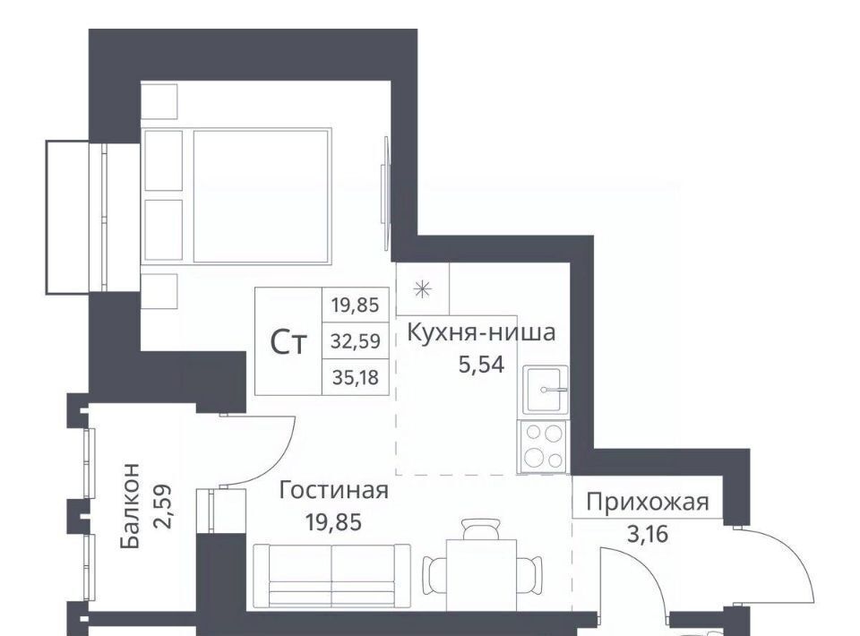 квартира г Новосибирск Заельцовская Северный фото 1