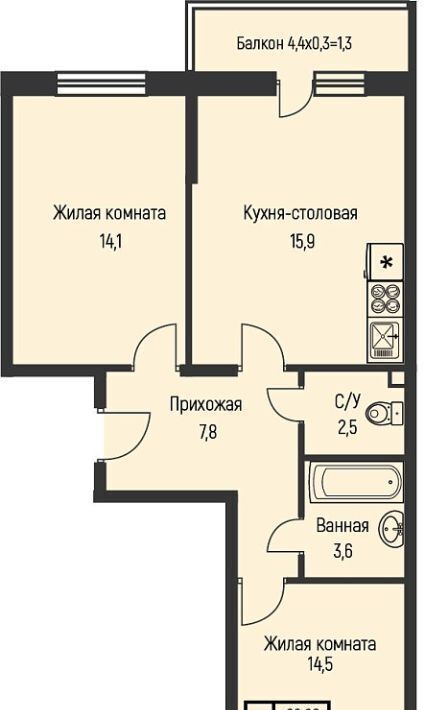 квартира г Краснодар п Березовый Эко-квартал Nova Vita муниципальное образование фото 1