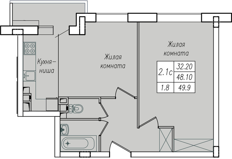 квартира г Курск р-н Центральный ул Энгельса 134б фото 2