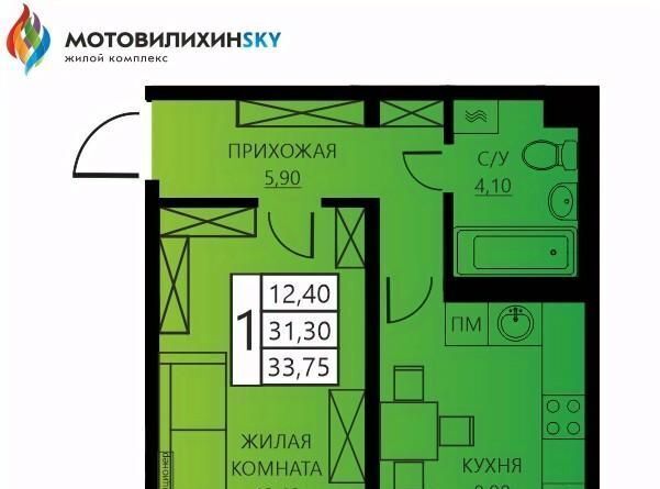 квартира г Пермь р-н Мотовилихинский ул Гашкова 56к/2 фото 1