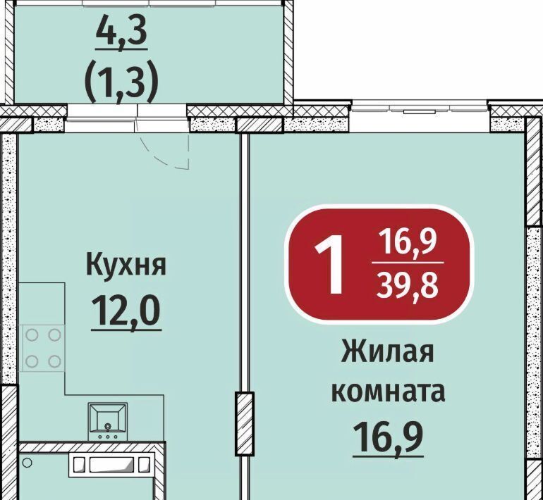 квартира г Чебоксары р-н Московский Юго-Западный микрорайон «Акварель» жилрайон фото 1