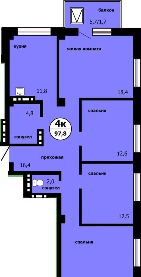 квартира г Красноярск р-н Свердловский Тихие зори ул Лесников корп. 1 фото 2