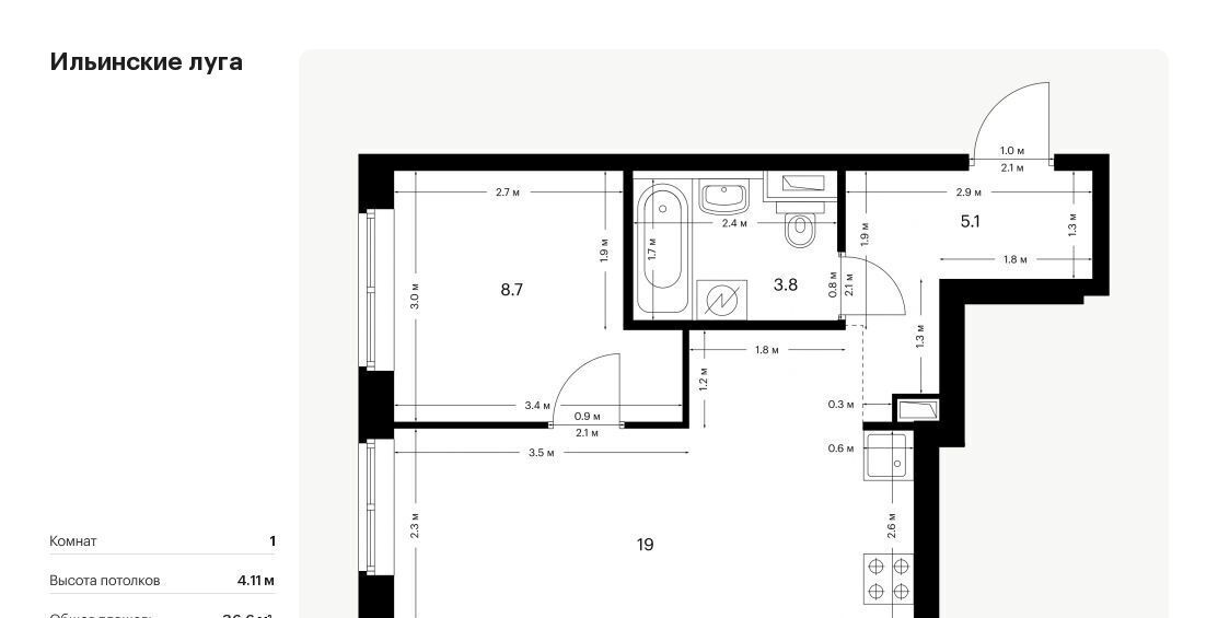 квартира г Красногорск п Ильинское-Усово ЖК Ильинские луга 2 Опалиха, 1-2.2 фото 1