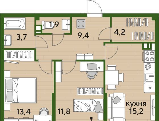 квартира г Краснодар р-н Прикубанский Догма Парк мкр фото 1