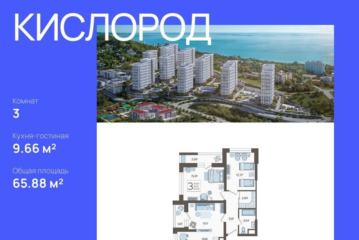 квартира г Сочи р-н Хостинский ЖК «Кислород» 2 фото 1