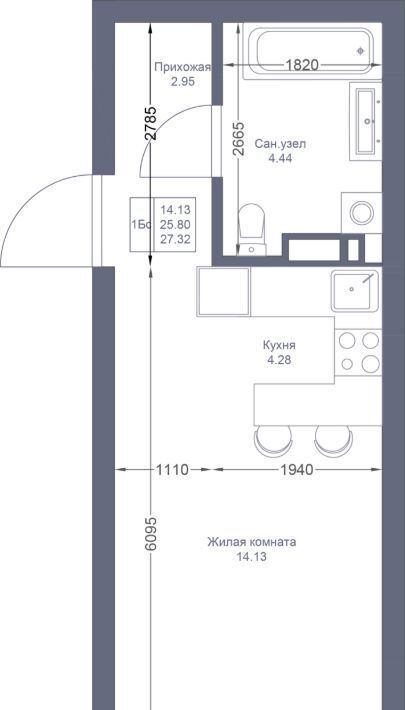 квартира г Казань метро Горки ПК 1-1, Мой Ритм жилой комплекс фото 2