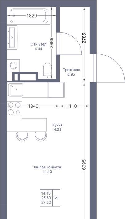 квартира г Казань Проспект Победы, Мой Ритм жилой комплекс фото 2