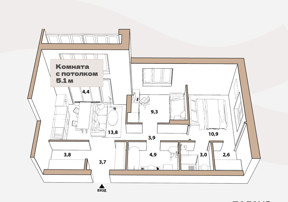 квартира г Тюмень р-н Ленинский фото 4