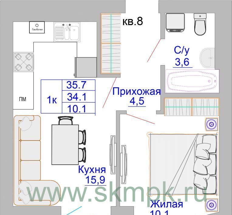 квартира г Калининград р-н Московский ул Печатная фото 1