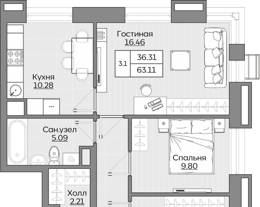 квартира г Казань Дубравная ЖК «Батталовский» фото 1