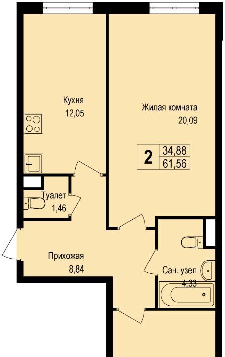 квартира г Подольск д Борисовка ул Рахманинова 12 Щербинка фото 1