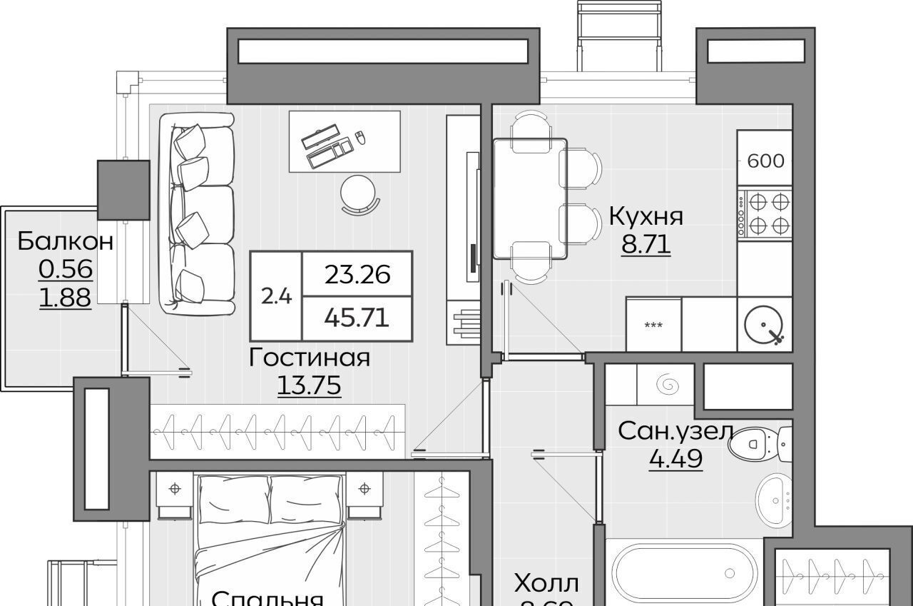 квартира г Казань Дубравная ЖК «Батталовский» фото 1