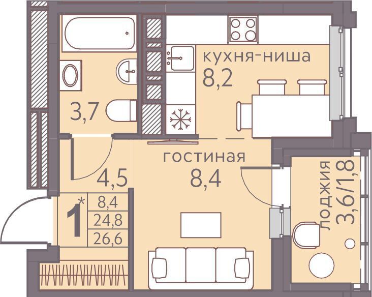 квартира г Пермь р-н Мотовилихинский ул Серебристая 5 фото 1