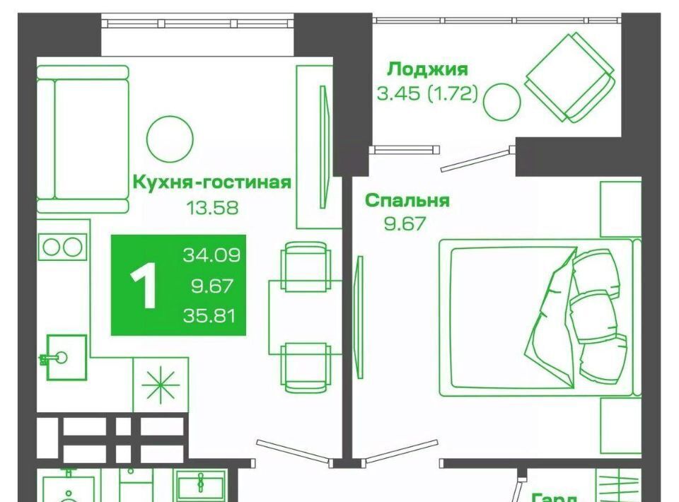 квартира г Владивосток р-н Ленинский ЖК «Зеленый бульвар» фото 1