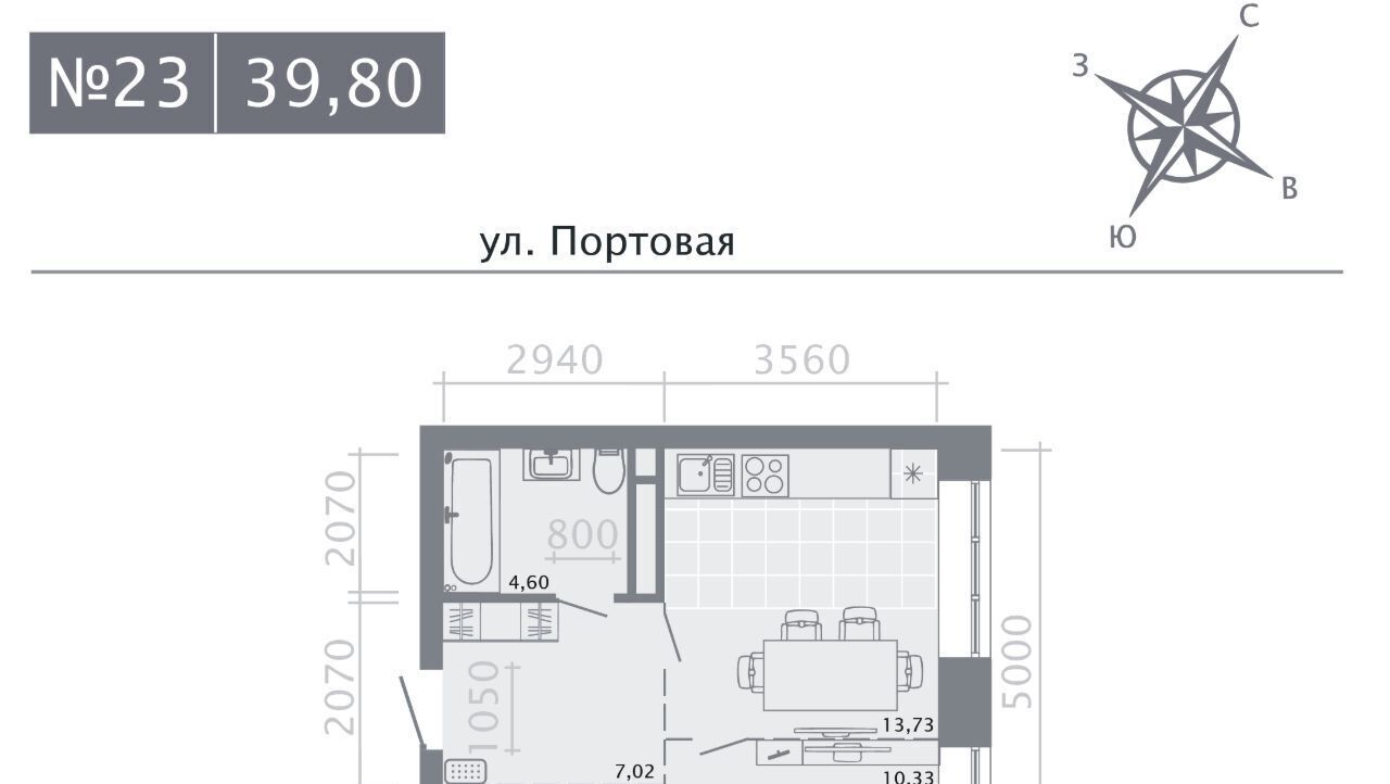 квартира г Казань метро Площадь Тукая ЖК «Живи на Портовой» фото 1