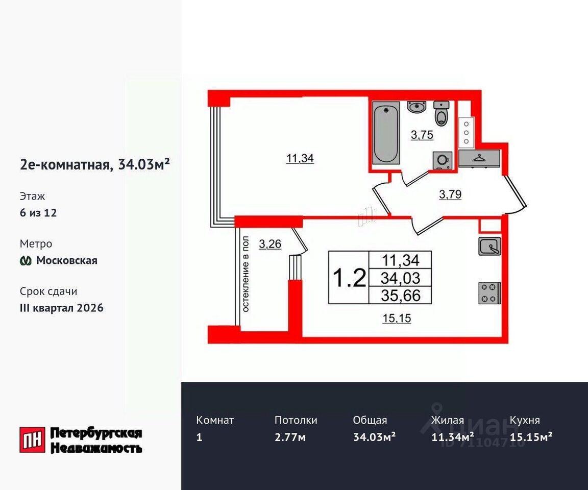 квартира Санкт-Петербург, Московский район, округ Новоизмайловское, Кубинская улица, 78 лит А фото 1