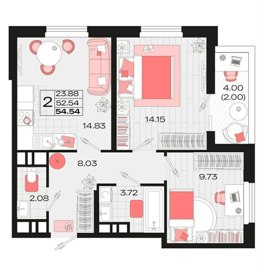 квартира г Армавир Северный жилой район, д. 8, стр. 1, блок-секция 1-3 фото 3