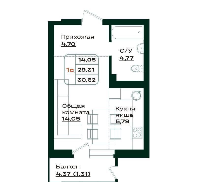 квартира г Барнаул р-н Железнодорожный пр-кт Строителей 18 корп. 1 фото 2