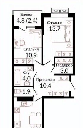 квартира г Краснодар р-н Прикубанский ЖК «Отражение» фото 2