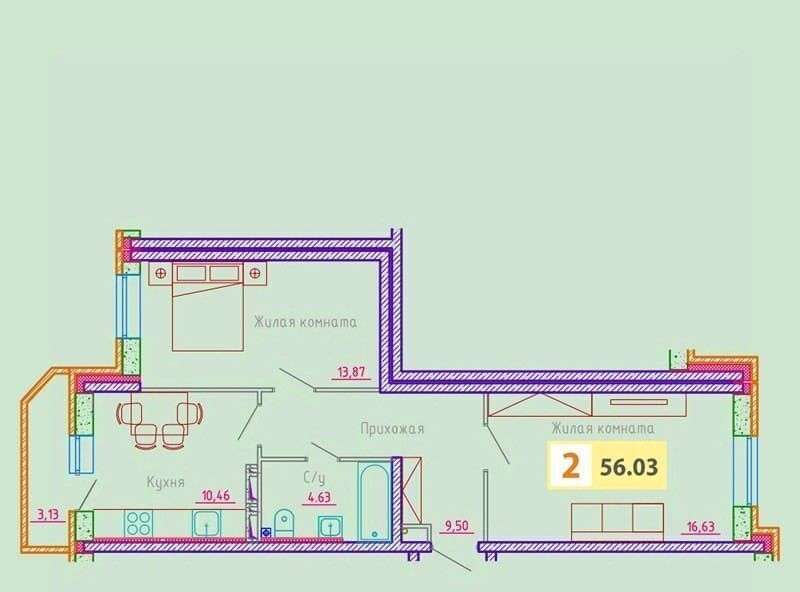 квартира г Архангельск Октябрьский ул Гайдара 57к/2 фото 1