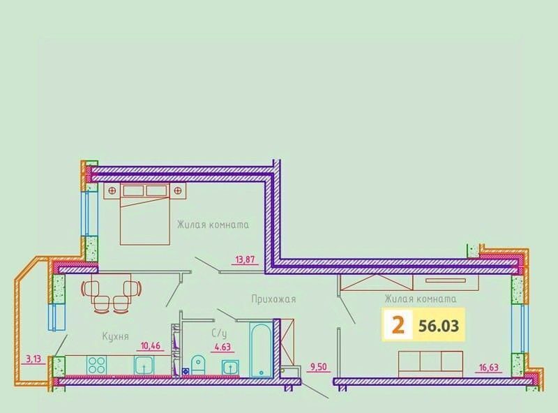 квартира г Архангельск Октябрьский ул Гайдара 57к/2 фото 1