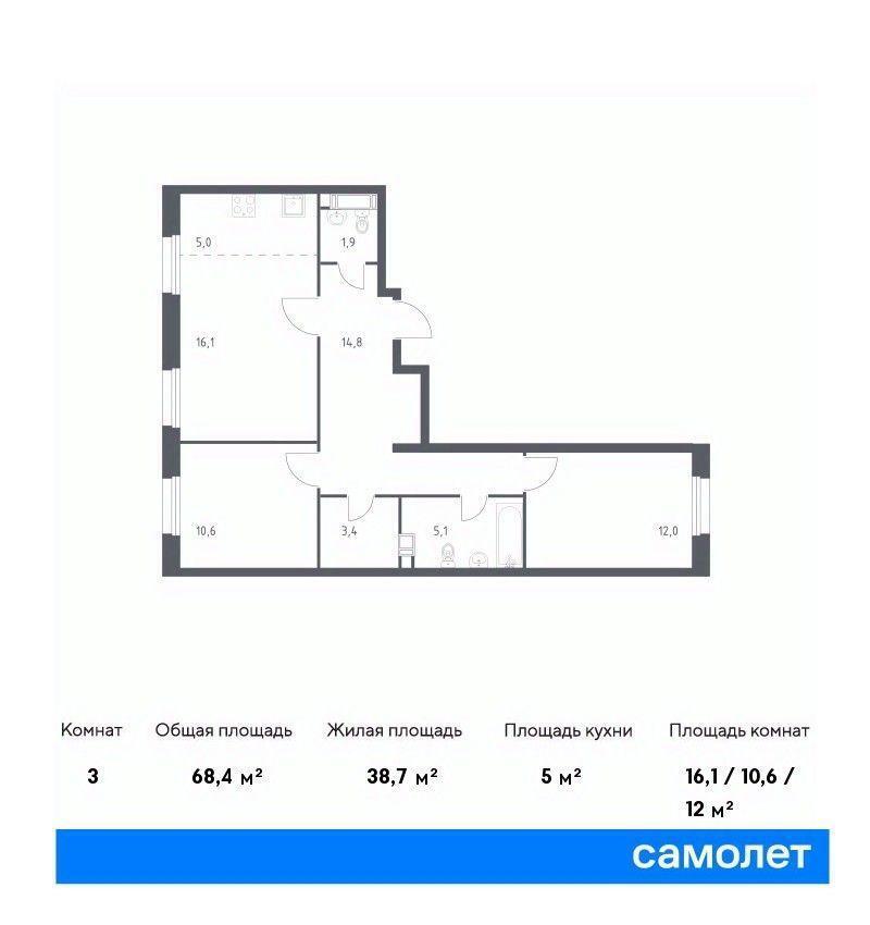 квартира г Москва п Сосенское пр-кт Куприна 38/2 Новомосковский административный округ, Жилой комплекс «Эко Бунино», Московская область фото 1