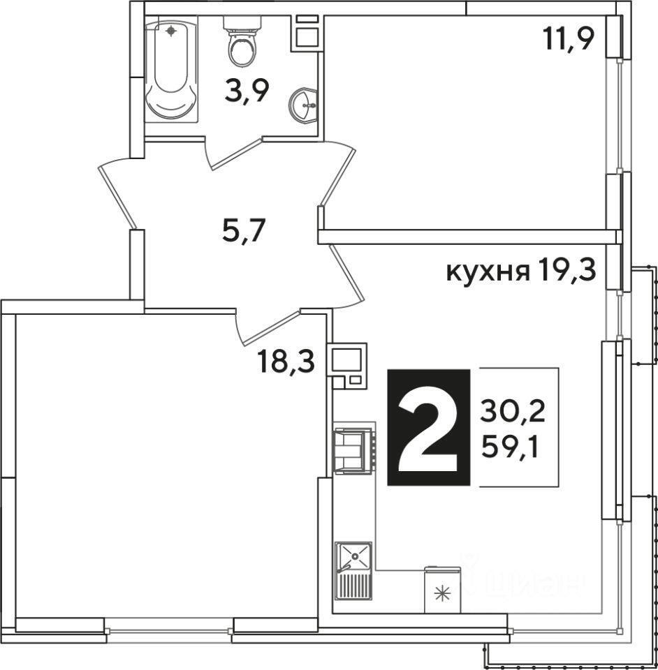 квартира г Краснодар ул им. Ивана Беличенко 95/1 ЖК «Самолет» фото 2