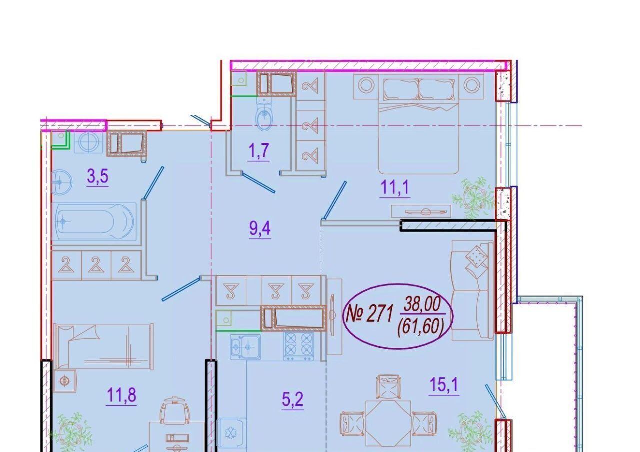 квартира г Краснодар р-н Прикубанский ул Конгрессная 41к/1 фото 1