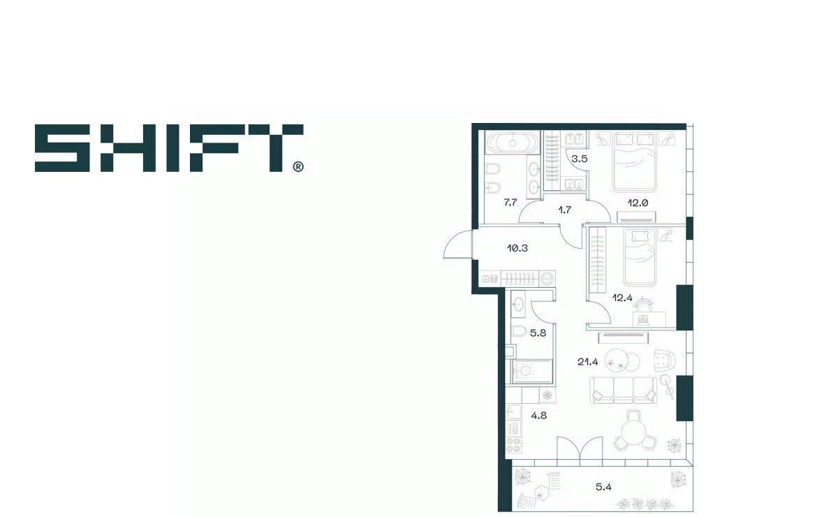 квартира г Москва метро Площадь Гагарина ЖК «SHIFT» 2-й Донской проезд, 10 фото 1