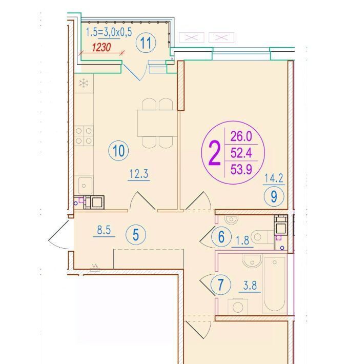 квартира г Краснодар р-н Прикубанский ул им. генерала Корнилова 14/1 фото 1