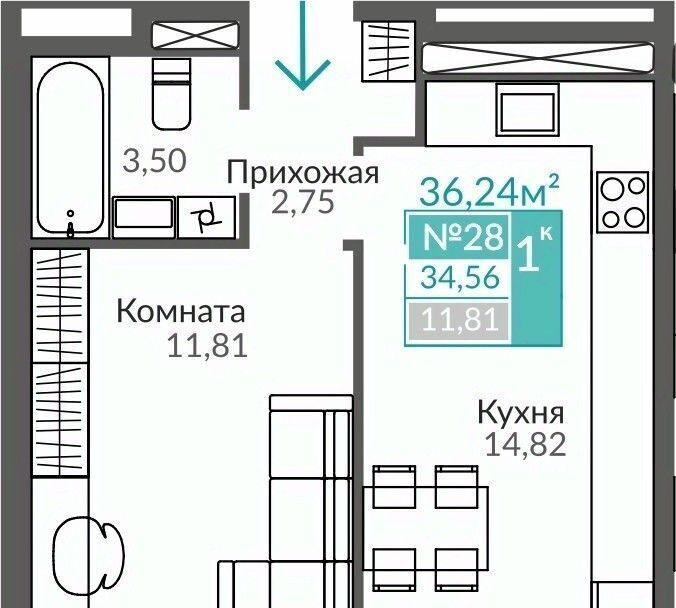 квартира г Симферополь р-н Киевский Крымская Роза ЖК «Абрикос 2» фото 1