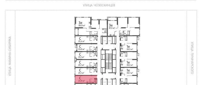 квартира г Екатеринбург Уральская Центральный ЖК «Азина 16» жилрайон фото 2