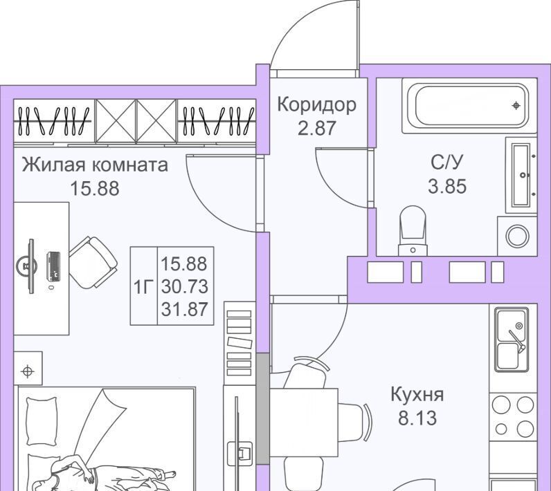 квартира г Казань метро Горки Светлая Долина жилой комплекс фото 1