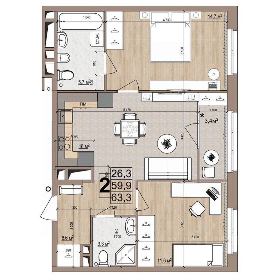 квартира г Жуковский ул Гудкова 2 фото 18