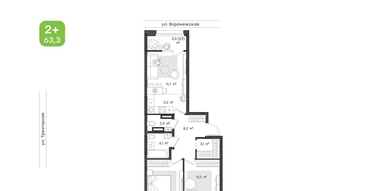 квартира г Хабаровск р-н Краснофлотский ул Воронежская 159а фото 1