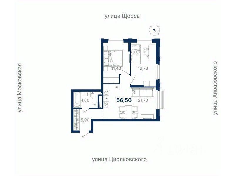 квартира г Екатеринбург р-н Ленинский ул Циолковского ЖК «Парк Столиц» фото 1