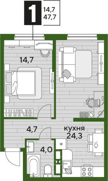 квартира г Краснодар р-н Прикубанский Мкр. «DOGMA PARK» Восточная улица фото 2