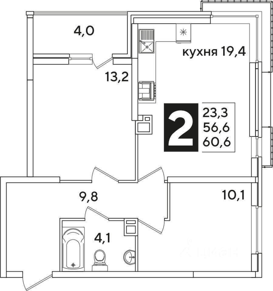 квартира г Краснодар р-н Прикубанский ул им. Ивана Беличенко 95 ЖК «Самолет» фото 2