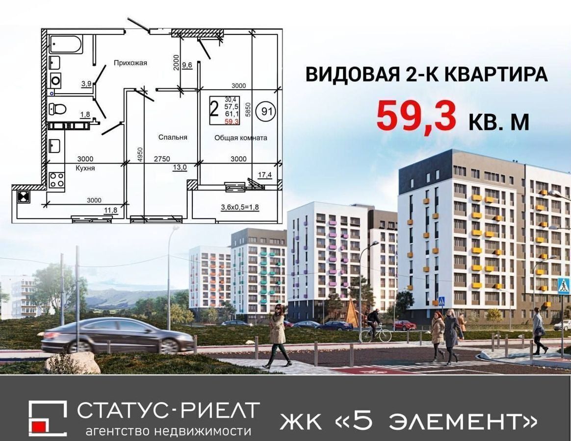 квартира р-н Симферопольский с Мирное ЖК 5 элемент фото 1