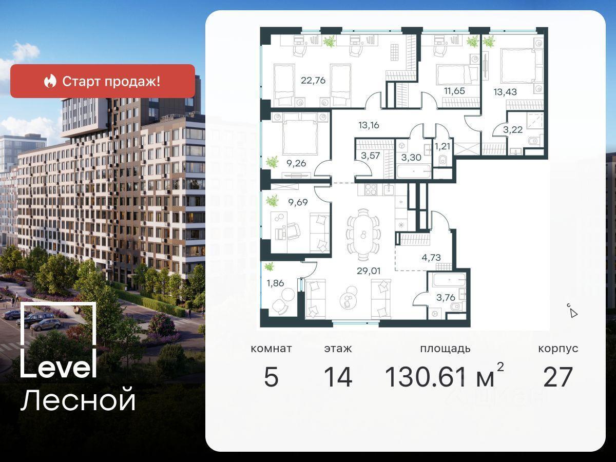 квартира г Красногорск ул Парковая 1 ЖК Микрогород в Лесу Москва, Отрадное фото 1