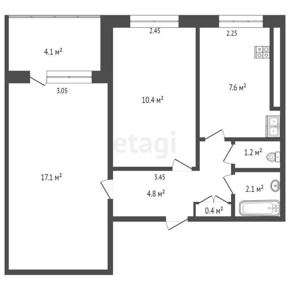 квартира г Комсомольск-на-Амуре б-р Юности 14/3 фото 13