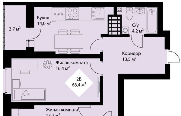 квартира г Екатеринбург р-н Орджоникидзевский Эльмаш ЖК Веер Парк Проспект Космонавтов, жилрайон фото 1