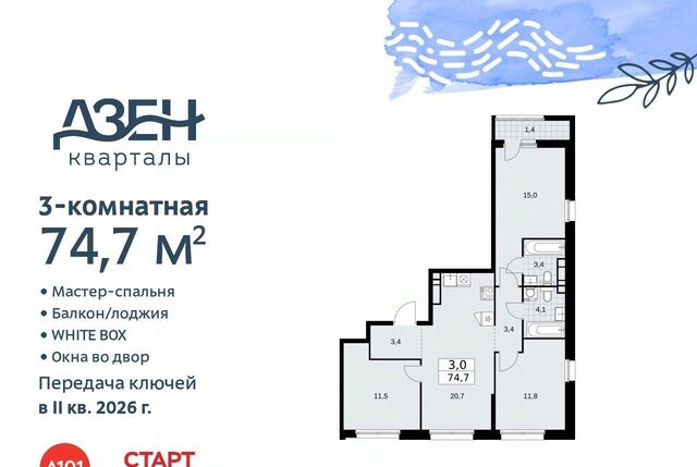 метро Бульвар Адмирала Ушакова ЖР «Дзен-кварталы» 3/4 фото