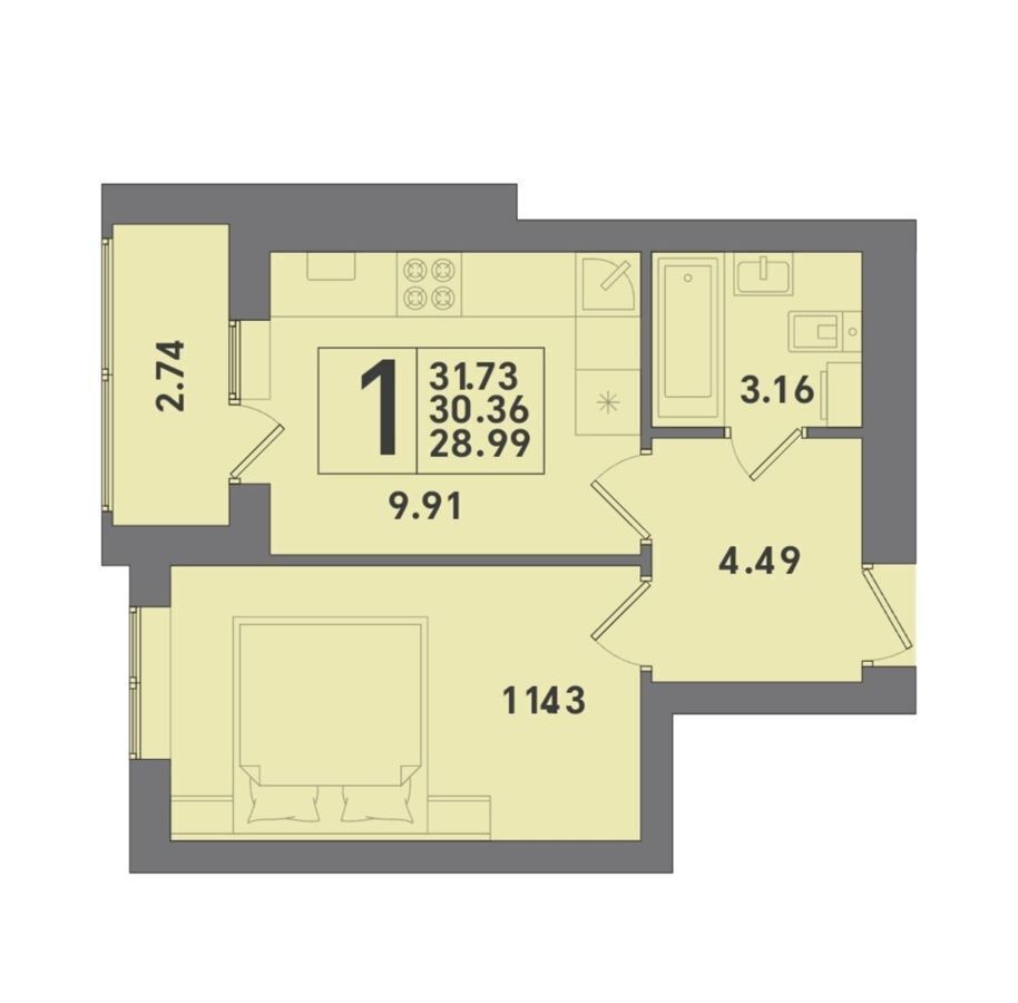 квартира г Калининград р-н Московский ул Крейсерская 13 корп. 2 фото 2