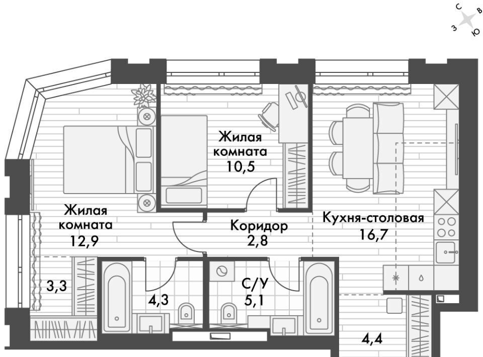 квартира г Владивосток р-н Ленинский ул Крылова 10 ЖК «Философия» фото 1