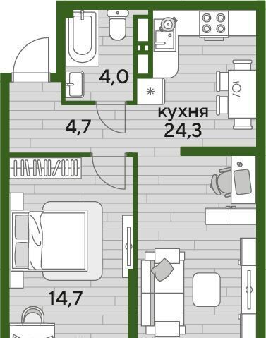 квартира г Краснодар р-н Прикубанский ЖК "Догма Парк" фото 4
