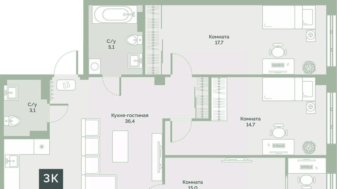 квартира г Курган мкр 6а п Заозерный ул Витебского 5к/2 жилрайон фото 1