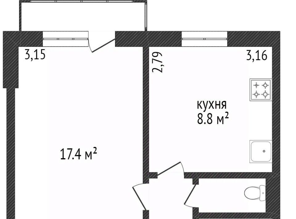 квартира г Белгород Западный ул Молодежная 16б фото 11