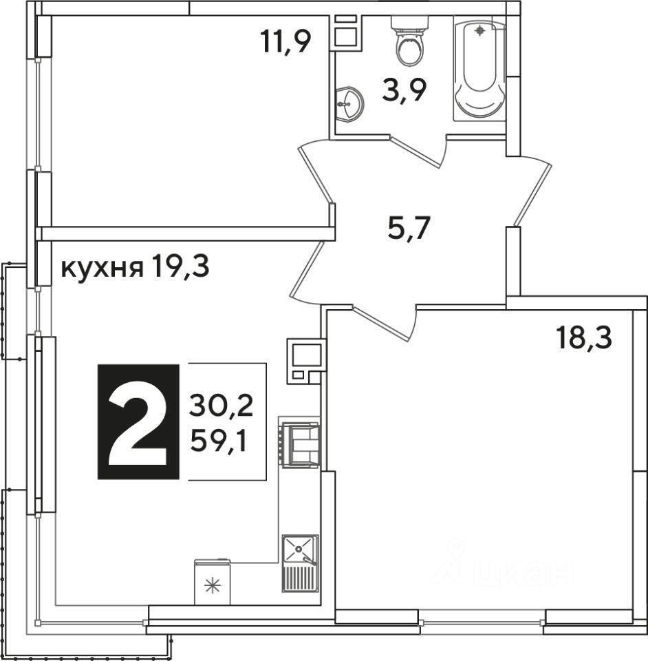 квартира г Краснодар р-н Прикубанский ул им. Ивана Беличенко 103 ЖК «Самолет» фото 2