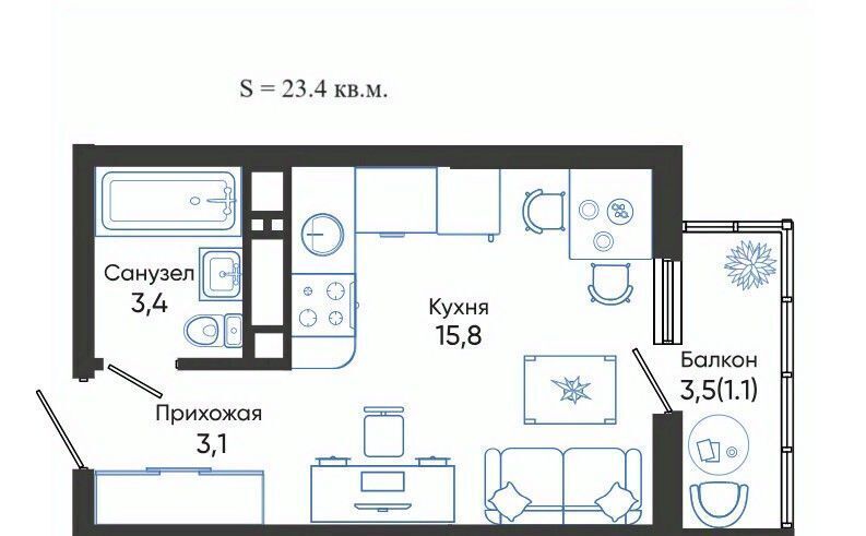 квартира г Новороссийск р-н Центральный ЖК Облака 2 фото 1